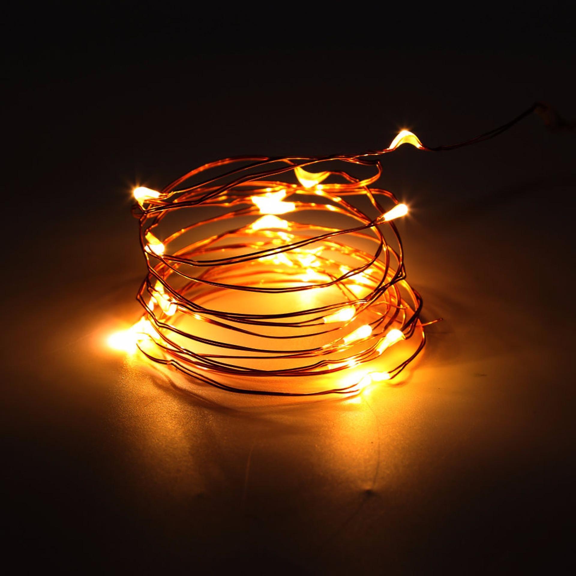 2m 20 Led String Fairy Lights Warm White Battery Powered Copper Wire Wedding Dec