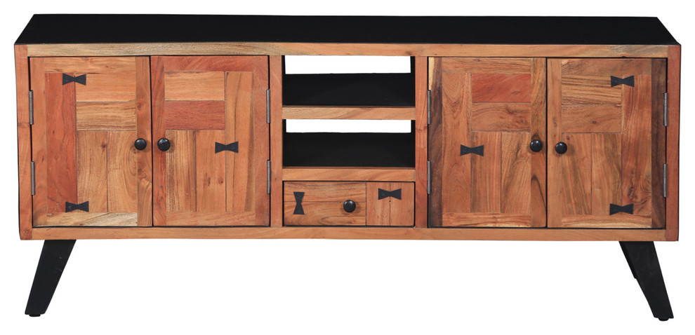 Everglades Acacia Wood Media Center   Industrial   Entertainment Centers And Tv Stands   by Chic Teak  Houzz