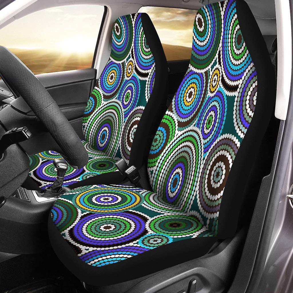 Set Of 2 Car Seat Covers Concentric Circles Universal Auto Front Seats Protector Fits For Car，suv Sedan，truck D---45066