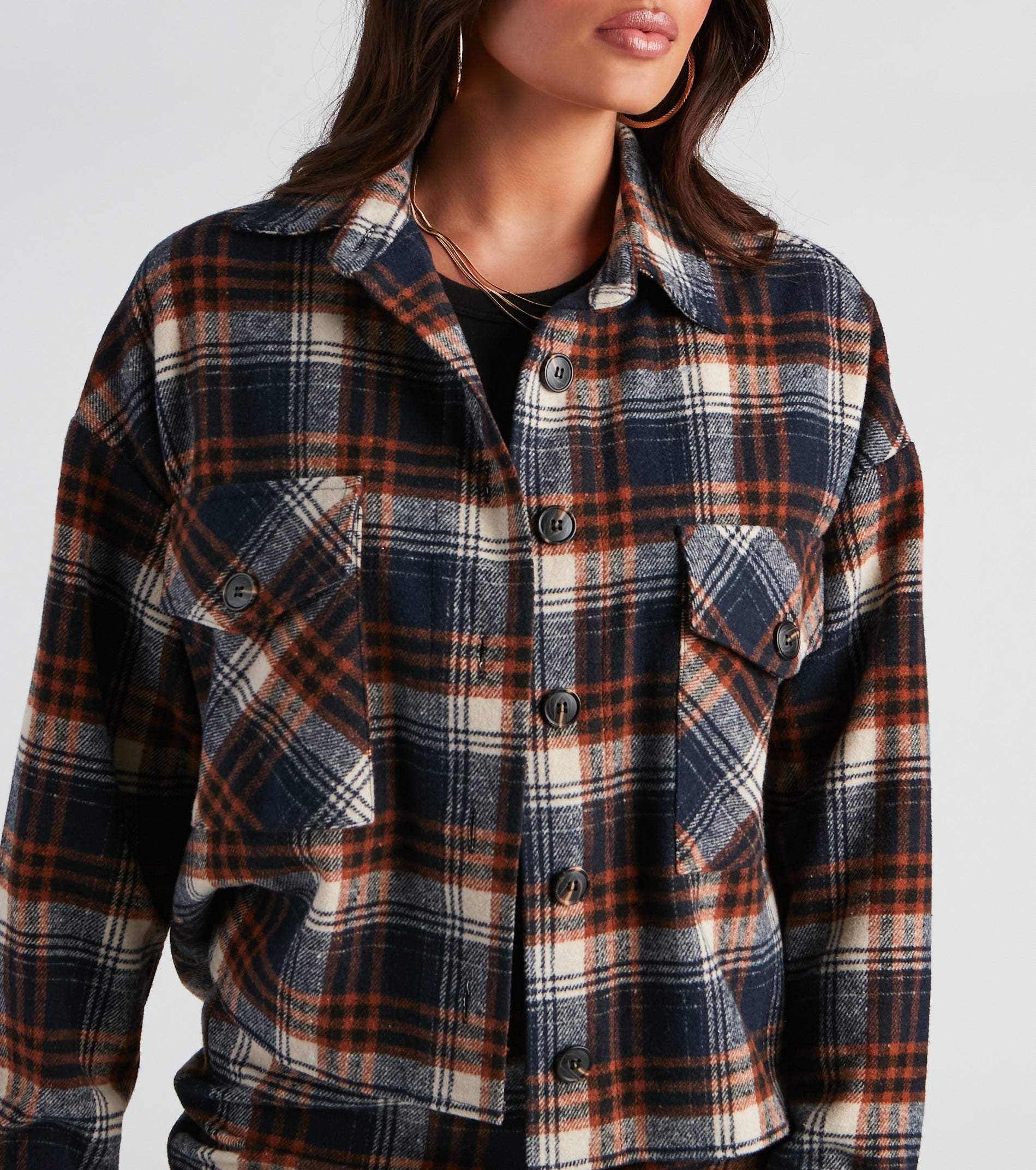 Hometown Girl Plaid Crop Shacket