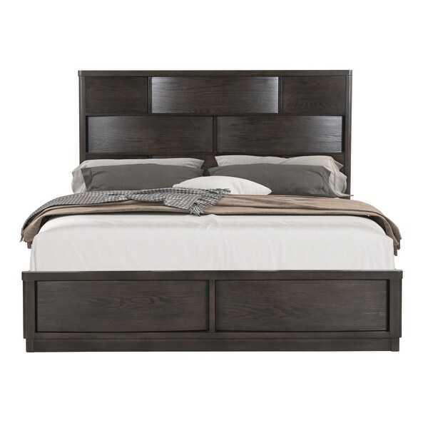 Roundhill Furniture Belani Wood Panel Bed Set， Bed， Dresser， Mirror， Two Nightstands， and Chest， Espresso - - 36183445