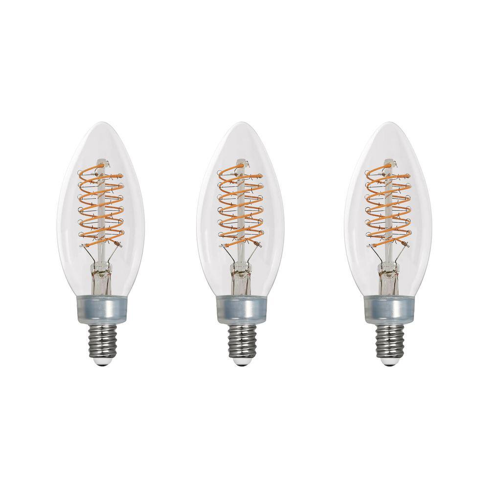 EcoSmart 60-Watt Equivalent B11 Dimmable E12 Candelabra Fine Bendy Filament LED Vintage Edison Light Bulb Soft White (3-Pack) B11C7E12827S