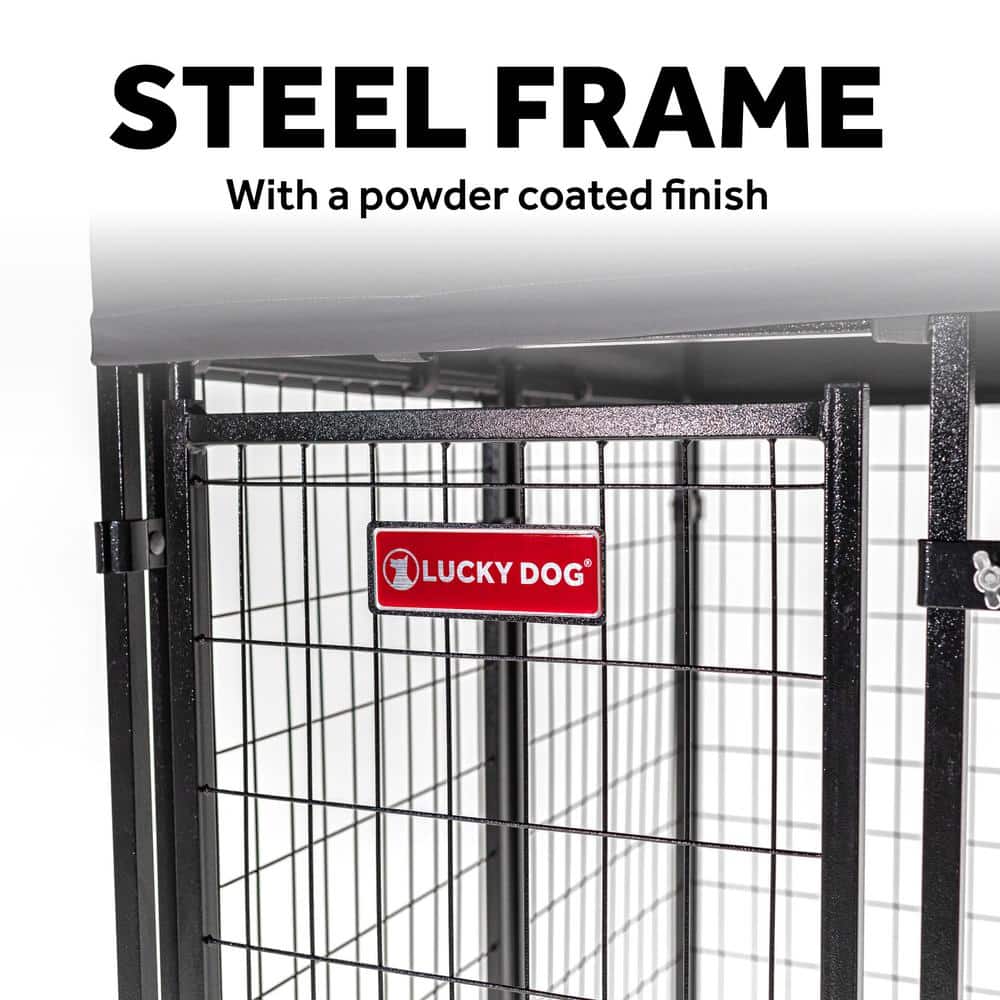 Lucky Dog STAY Series Steel Grey Villa Kennel (4 ft. x 8 ft. x 6 ft) UP8PRM-UR0310