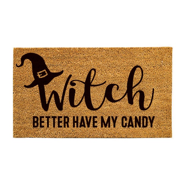 Evergreen 16 X 28 Inches Witch Better Have My Candy Door Mat Non slip Rubber Backing Dirt Catching Natural Coir Indoor And Outdoor Home Decor