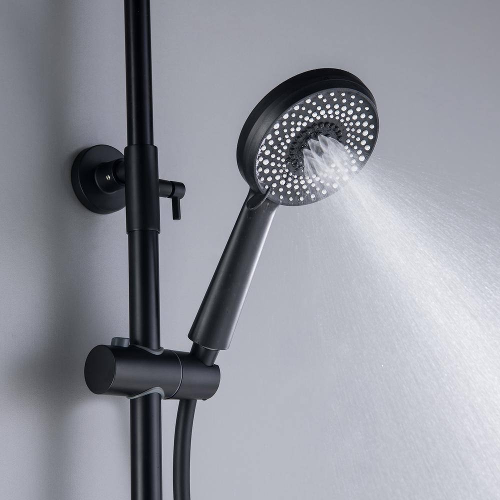 Tomfaucet 3-Spray Multi-Function Wall Bar Shower Kit with Tub Faucet in Matte Black TFB1161MB