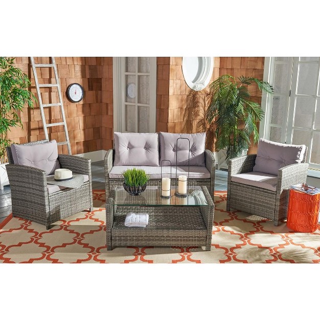 Vellor 4 Piece Patio Outdoor Living Set Safavieh