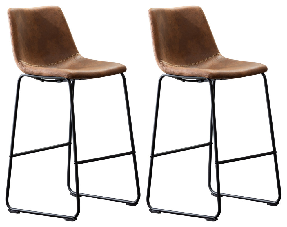 Home Beyond Synthetic Leather Dining Chairs Armless  Set of 2   Industrial   Dining Chairs   by Home Beyond  Houzz