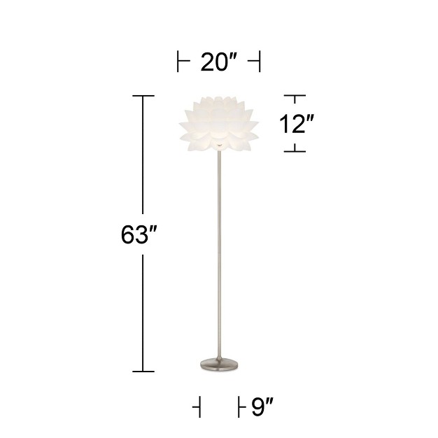 Tall Brushed Steel White Orb Petal Flower Shade Dimmable For Living Room Reading Bedroom Office