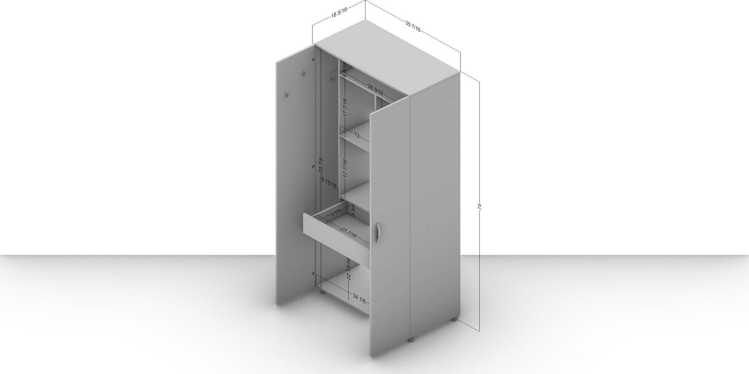 Polifurniture Morganton 2 Door Storage Cabinet， White Finish