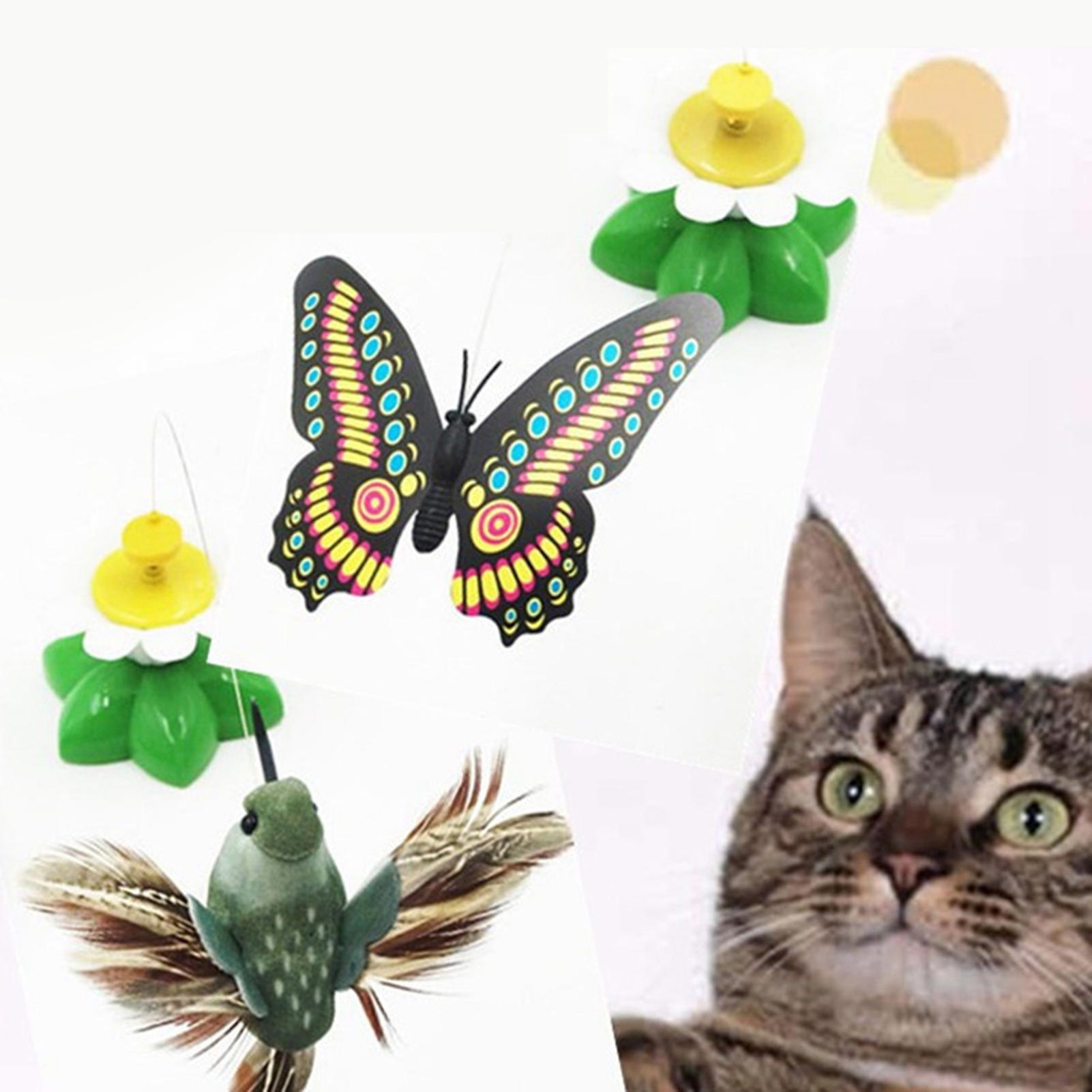 Cat Teaser Toy 360 Degree Rotating Butterfly Flower Shape Interactive Kitten Toy Cat Toy