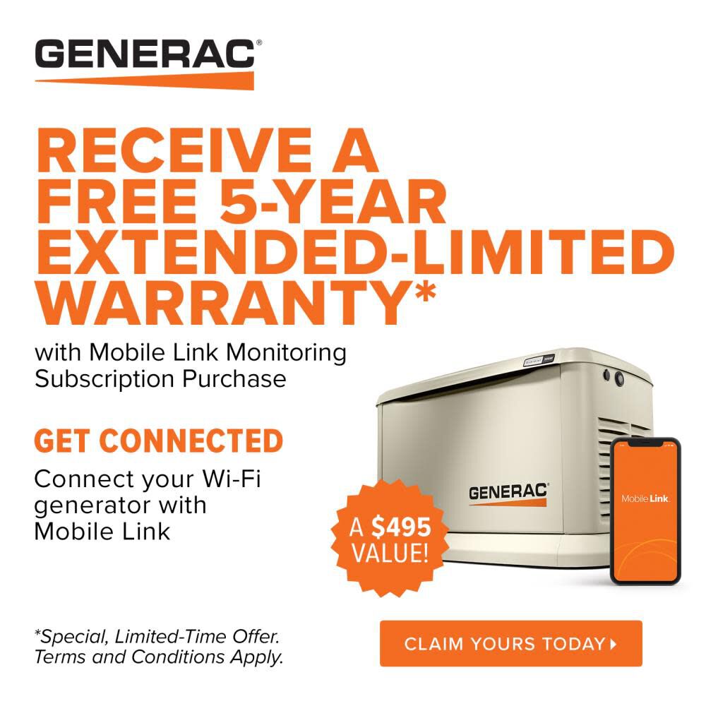 Generac Guardian 14kW Home Backup Generator with 16-circuit Transfer Switch WiFi-Enabled 7224 from Generac