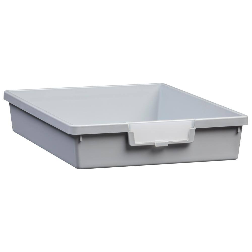 2 Gal. - Tote Tray - Slim Line 3 in. Storage Tray in Light Gray 1950LG1