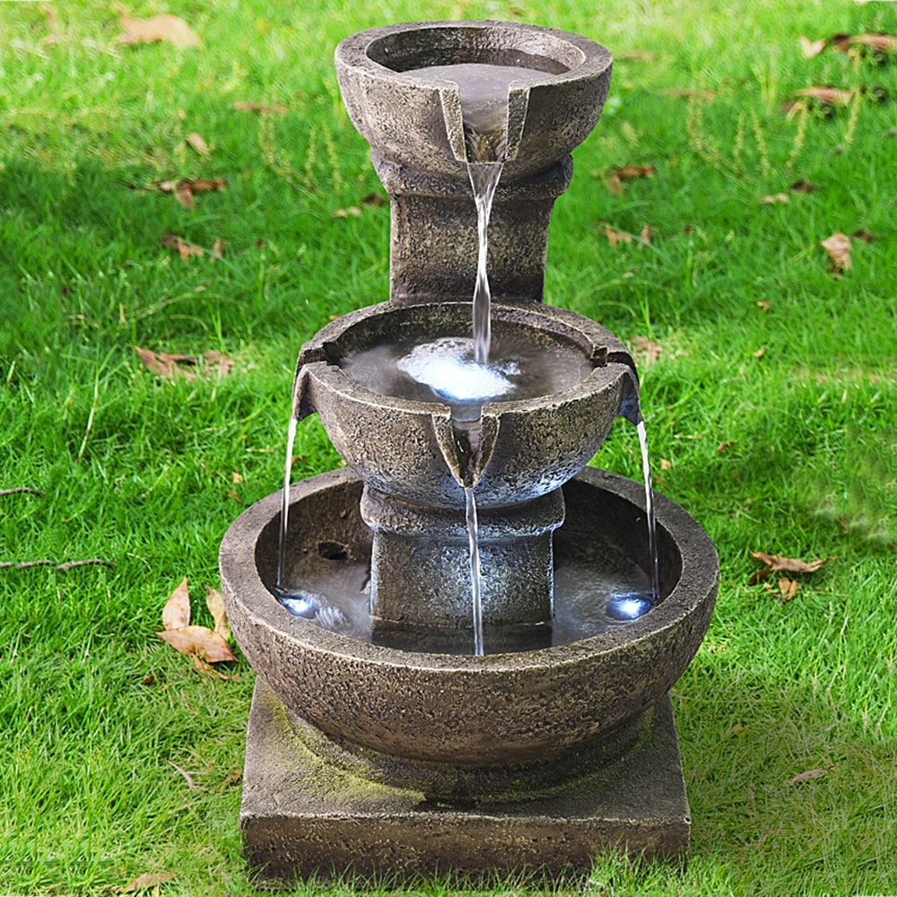 Outdoor Waterfall 3 tier Fountain with LED Light