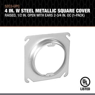 Southwire 4 in. W Steel Metallic Square Cover Raised 12 in. Open with Ears 2-34 in. OC (1-Pack) 52C3-UPC