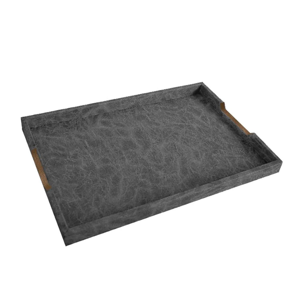 Grey Leather Tray With Metal Detail Fb-Pg2006C