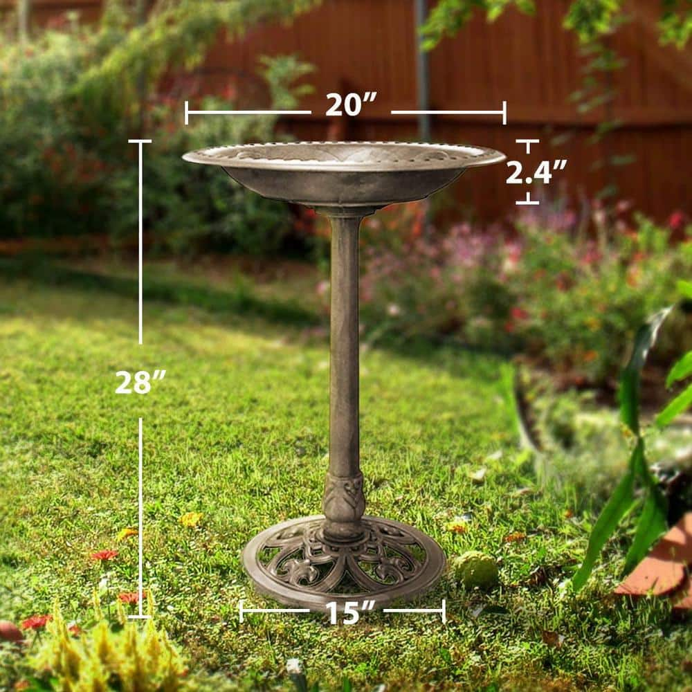 VIVOHOME 28 in. H Polyresin Lightweight Garden Birdbath in Copper X001RVM5SH