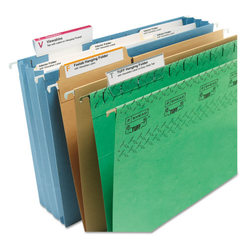 Smead Viewables Hanging Folder Tabs and Labels， Label Pack Refill， 1/3-Cut， Assorted Colors， 3.5