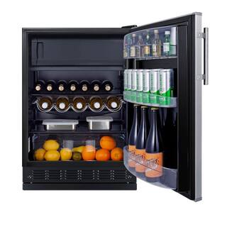 Summit Appliance 23.63 in. 4.9 cu.ft. Mini Refrigerator in Stainless Steel and Black with Freezer CT66BK2SSRS