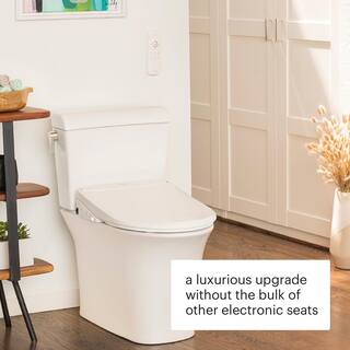 Brondell Swash Thinline T44 Luxury Electric Remote Controlled Bidet Seat for Elongated Toilets in White T44-EW