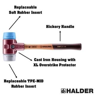 Halder Simplex 60 3.5 lbs. Mallet with Soft Blue Rubber Grey Rubber Inserts Non-Marring 3013.060