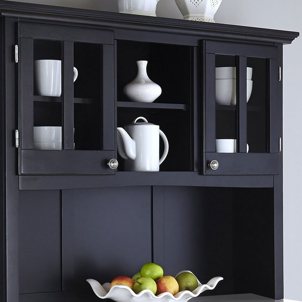 Buffet of Buffets Black Server with Hutch   Stainless Steel Top