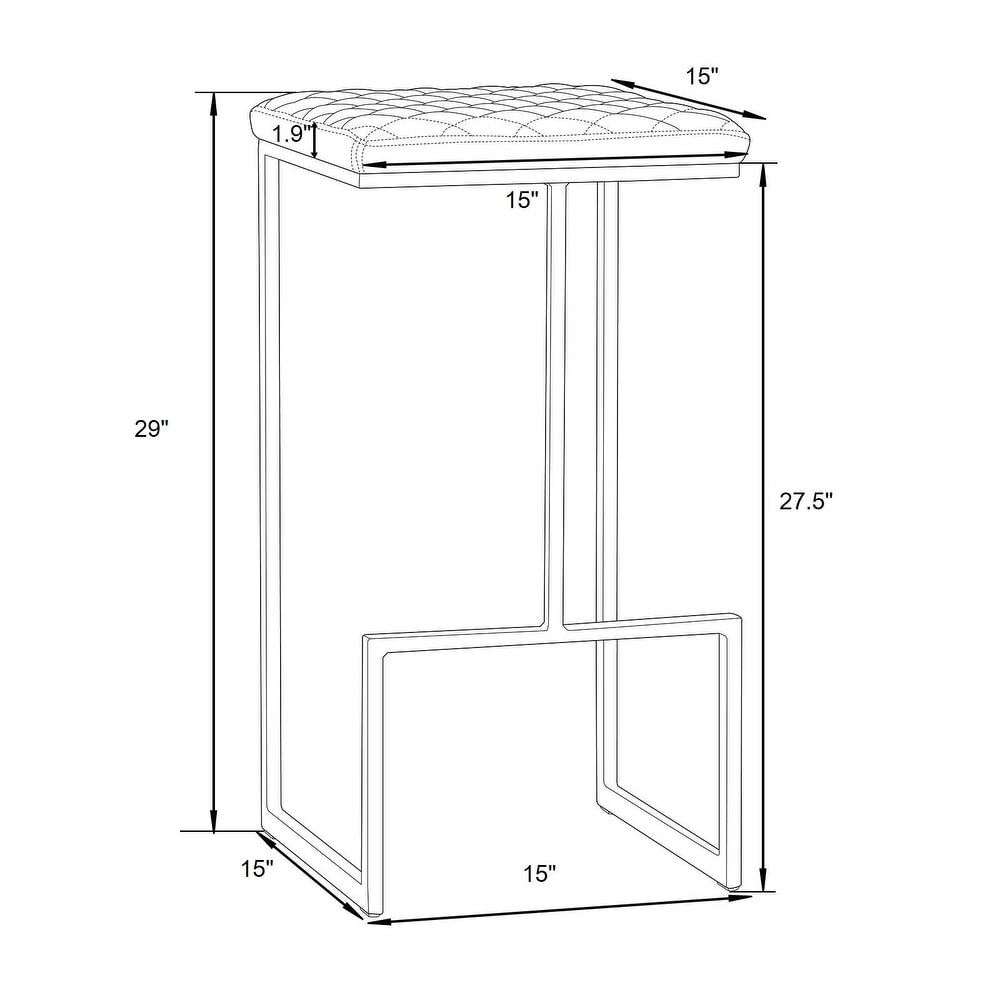 LeisureMod Quincy Modern tufted Leather Barstool Gold Metal Frame   29\