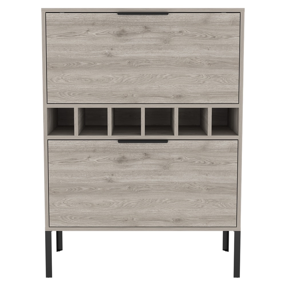 6 Bottle Rectangle Bar Cabinet Light Grey