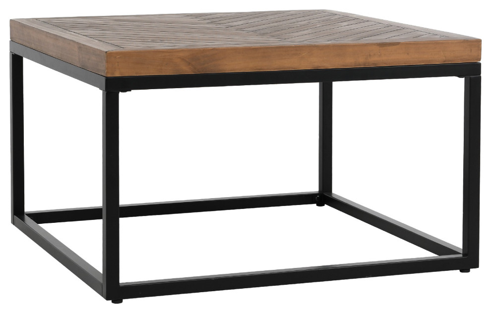 Benzara BM275596 Solid Wood Square Coffee Table  Herringbone  Brown  Black   Industrial   Coffee Tables   by Uber Bazaar  Houzz