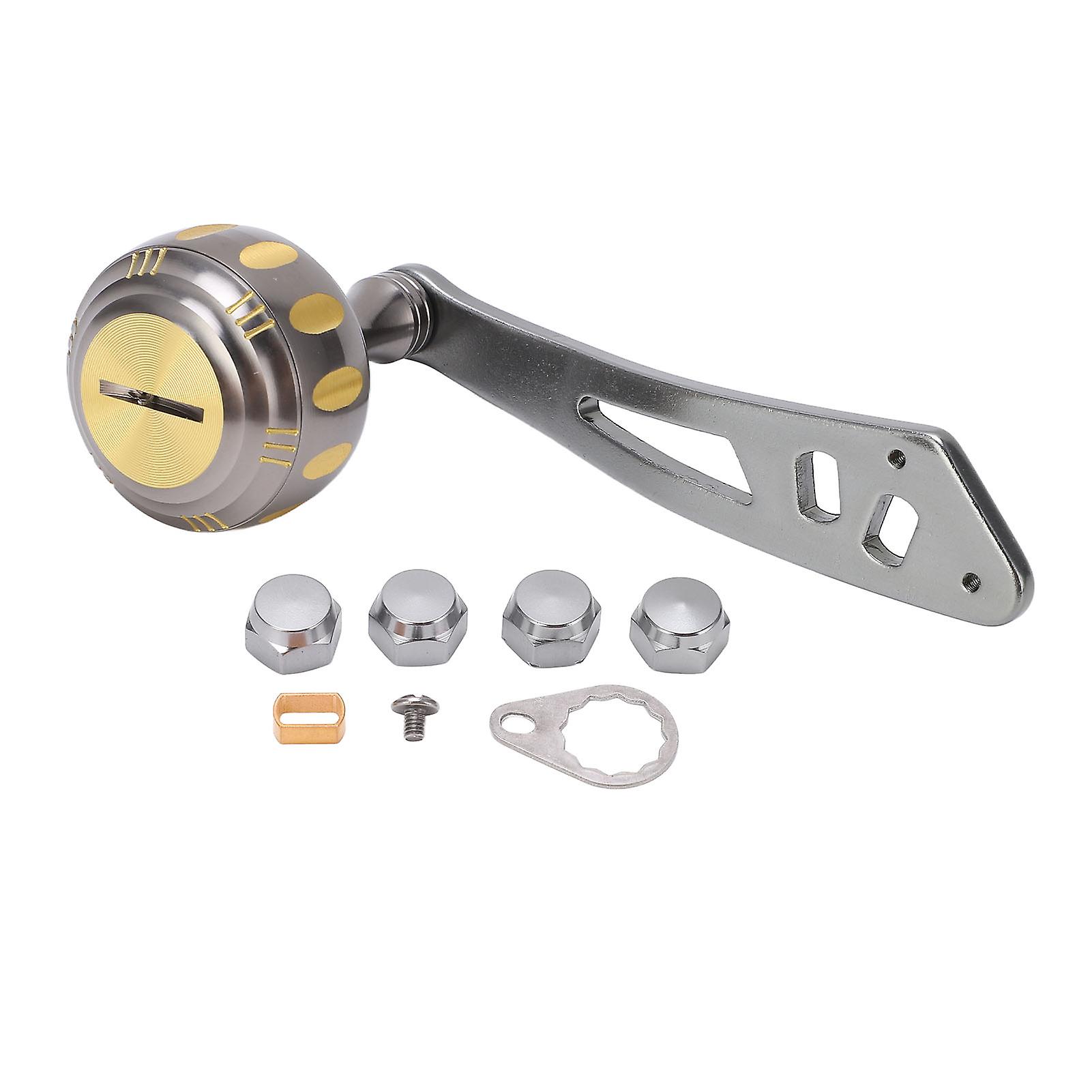 Fishing Reel Handle Metal Power Handle Knob Grip Replacement With Assembly Parts For Baitcasting Drum Reelgold Gray