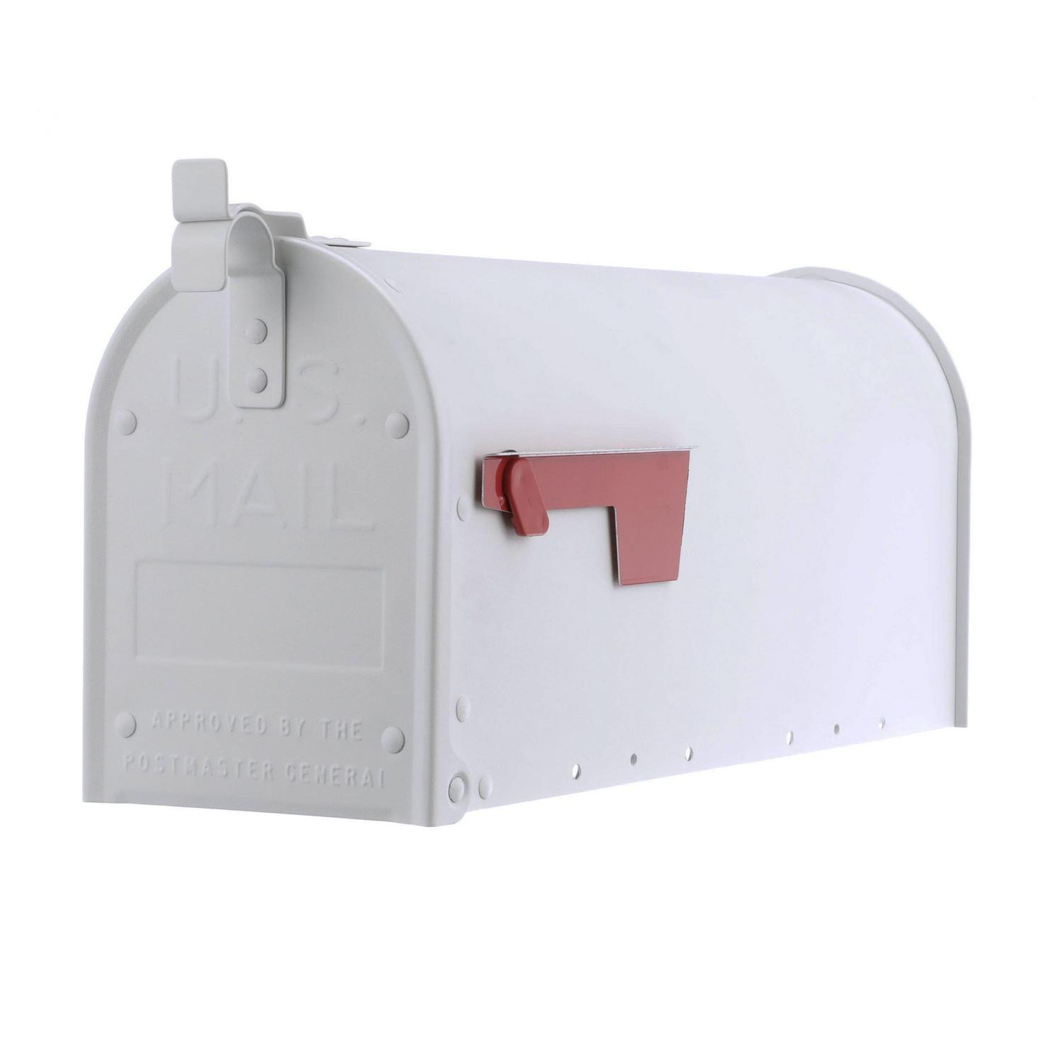 Gibraltar Mailboxes Admiral Medium， Aluminum， Post-Mount Mailbox， Textured White， ADM11W01