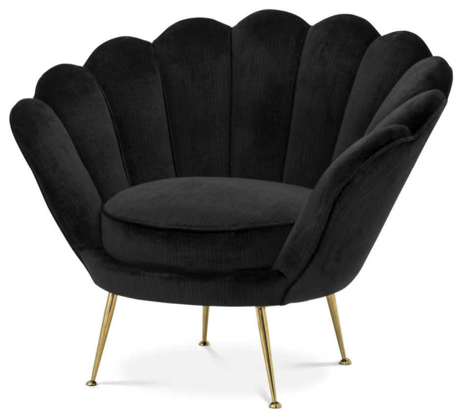 Black Scalloped Accent Chair  Eichholtz Trapezium   Midcentury   Armchairs And Accent Chairs   by Oroa   Distinctive Furniture  Houzz