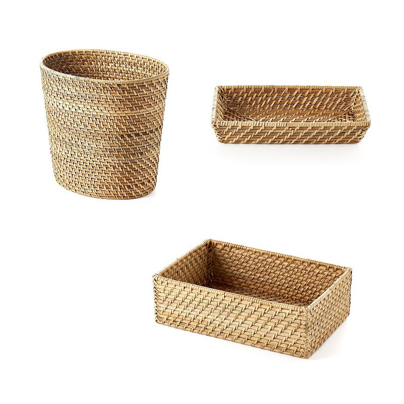 Saddle River Hapao Weave Rattan Bath Storage 3-pc. Set