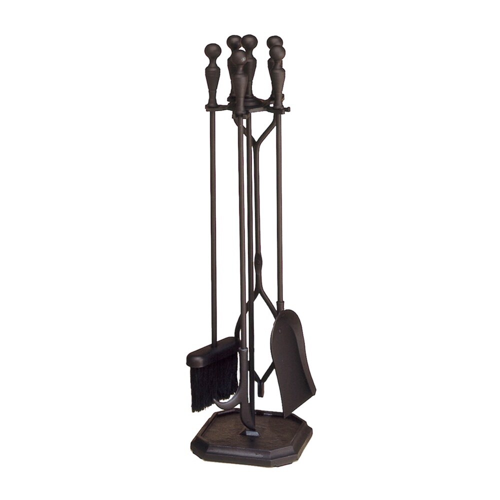 Minuteman International Plymouth Set of 4 Fireplace Tools w/Rectangular Base  29.5 Inch Tall  Black