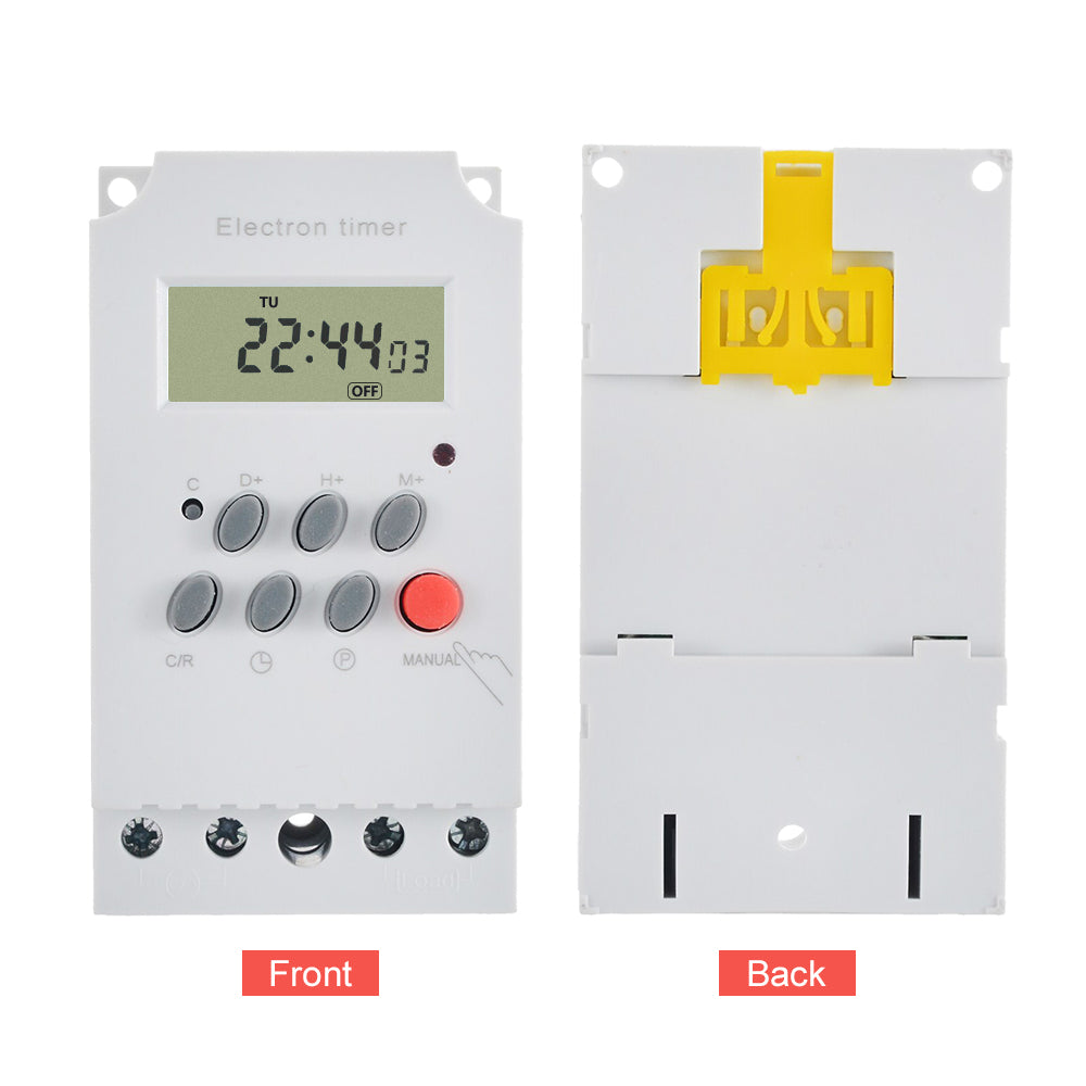 Tomshine AC 25A Digital Programmable Timer Din Rail Electronic Timer Time Switch Controller with LCD Display