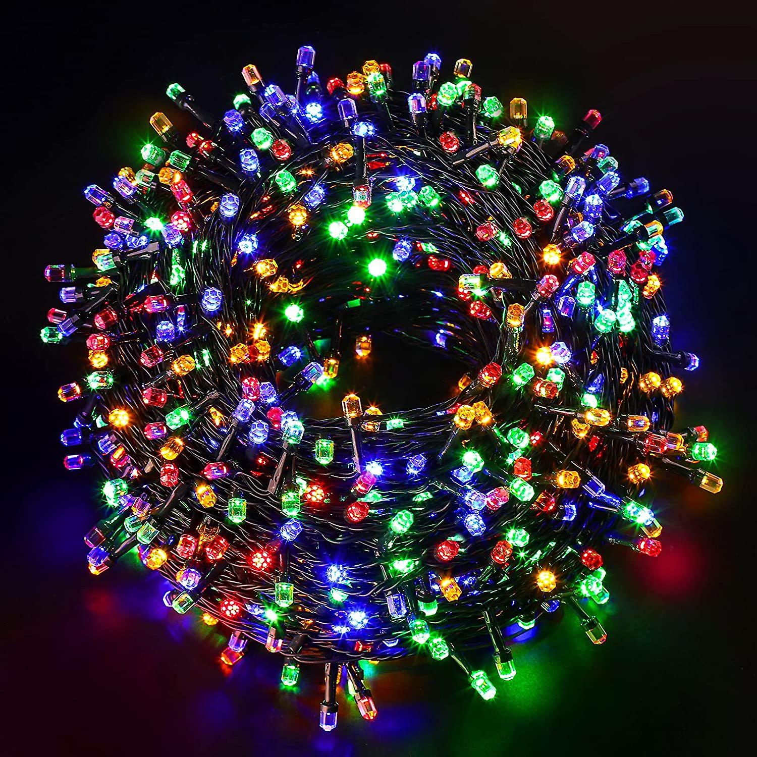 Dexusay 164ft 500led Christmas Tree Lights Outdoor Indoor， Green Wire . Style String Lights Plug In， Waterproof 8-mode Multicolor Christmas Lights For