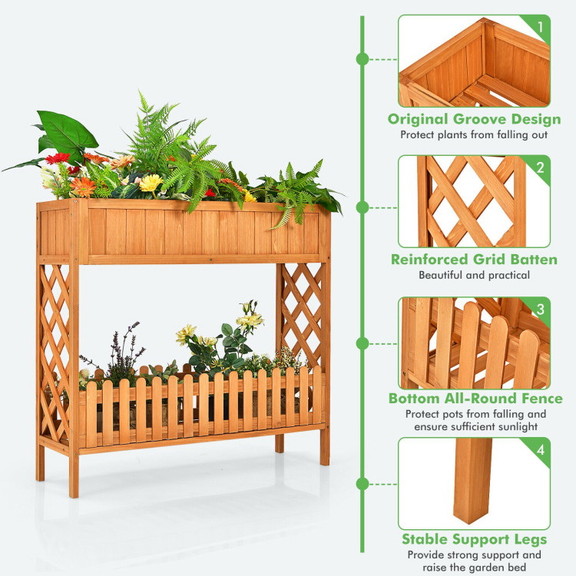 Costway 65149807 2 Tier Raised Garden Bed Elevated...