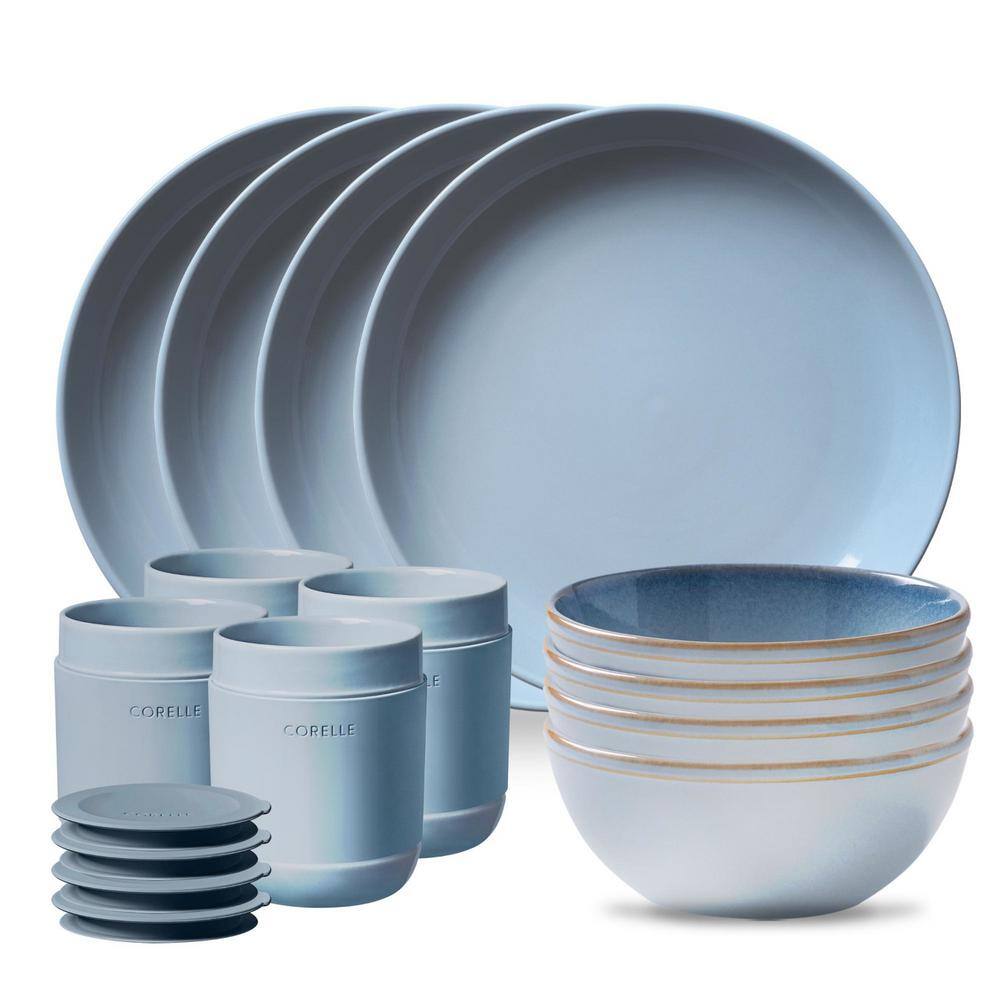 Corelle 16-piece Nordic Blue Glass Dinnerware Set (Service for 4) 1144676