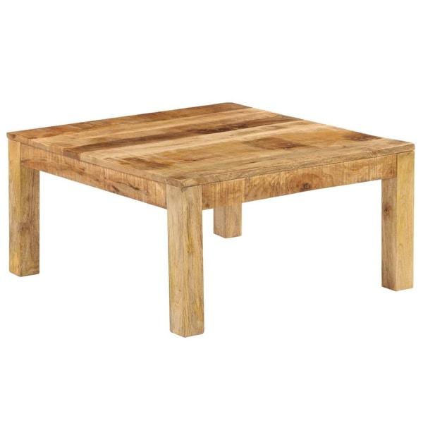 Wooden Square Coffee Table Side Table， Solid Mango Wood End Table Cound Table for Living Room Home， Office 31.5