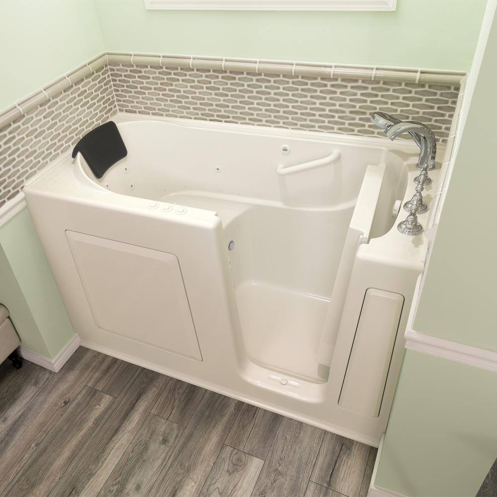 American Standard Gelcoat Premium Series 60 in. Right Hand Walk-In Whirlpool and Air Bathtub in Linen 3060.109.CRL