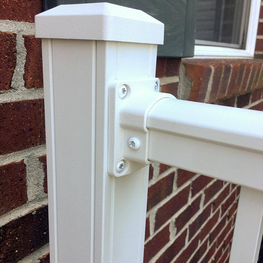 Weatherables Stanford Textured White Aluminum Straight Railing Bracket Kit (4-Piece) AWAL-STRGHTKIT-BRD