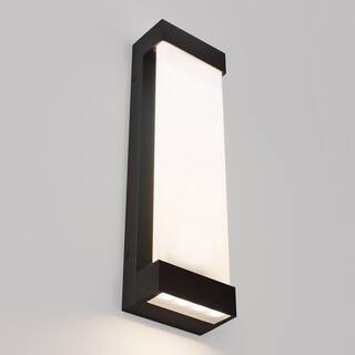 Artika Glacier Black Modern Large Integrated LED Outdoor Hardwired Garage and Porch Light Lantern Sconce 17OUT-GL-PMB