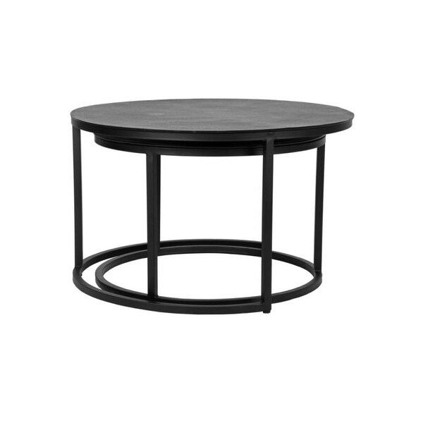 Label51 Grand Black Metal Industrial Nesting Coffee Tables Set of 2