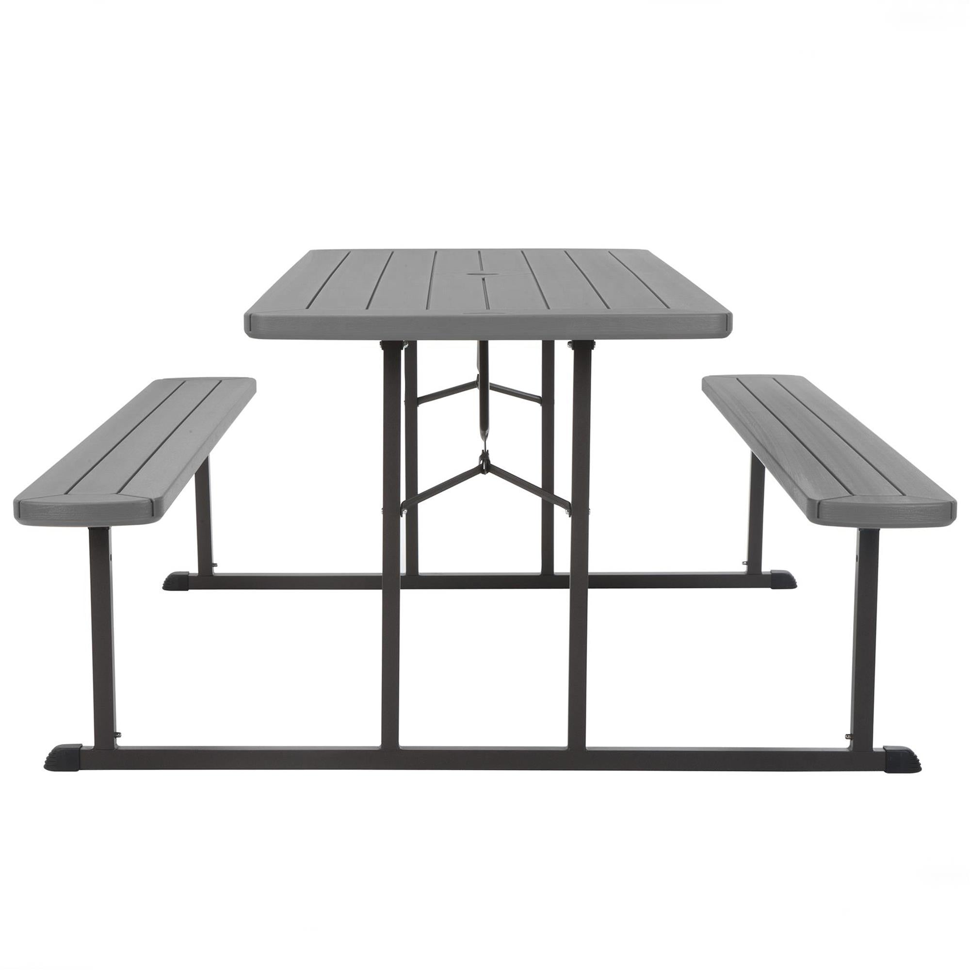 Cosco Outdoor Intellifit 6 ft. Folding Blow Mold Picnic Table， Gray Wood Grain