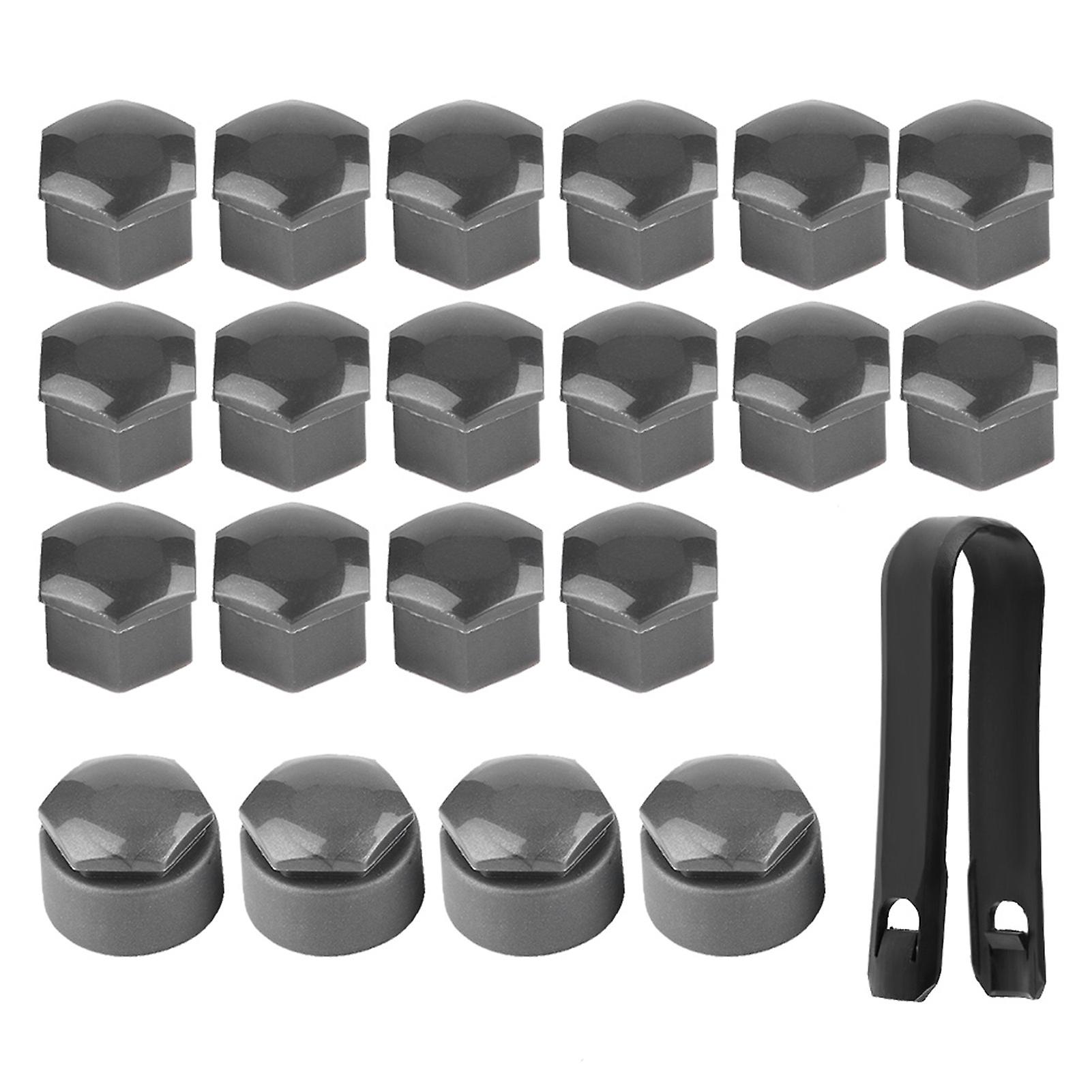 20pcs 17mm Nut Car Wheel Auto Hub Screw Protection Antitheft Cover Cap Gray