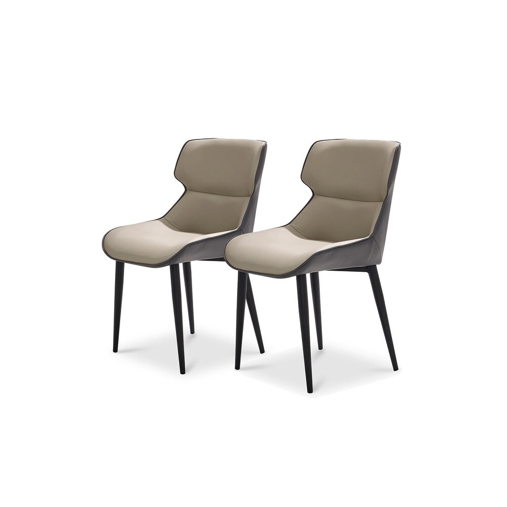 Set of 2 Microfiber Leather Dining Chairs