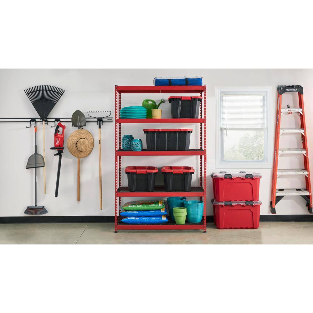 Husky 5-Tier Heavy Duty Steel Garage Storage Shelving Unit in Red (48 in. W x 78 in. H x 24 in. D) MR482478W5-R