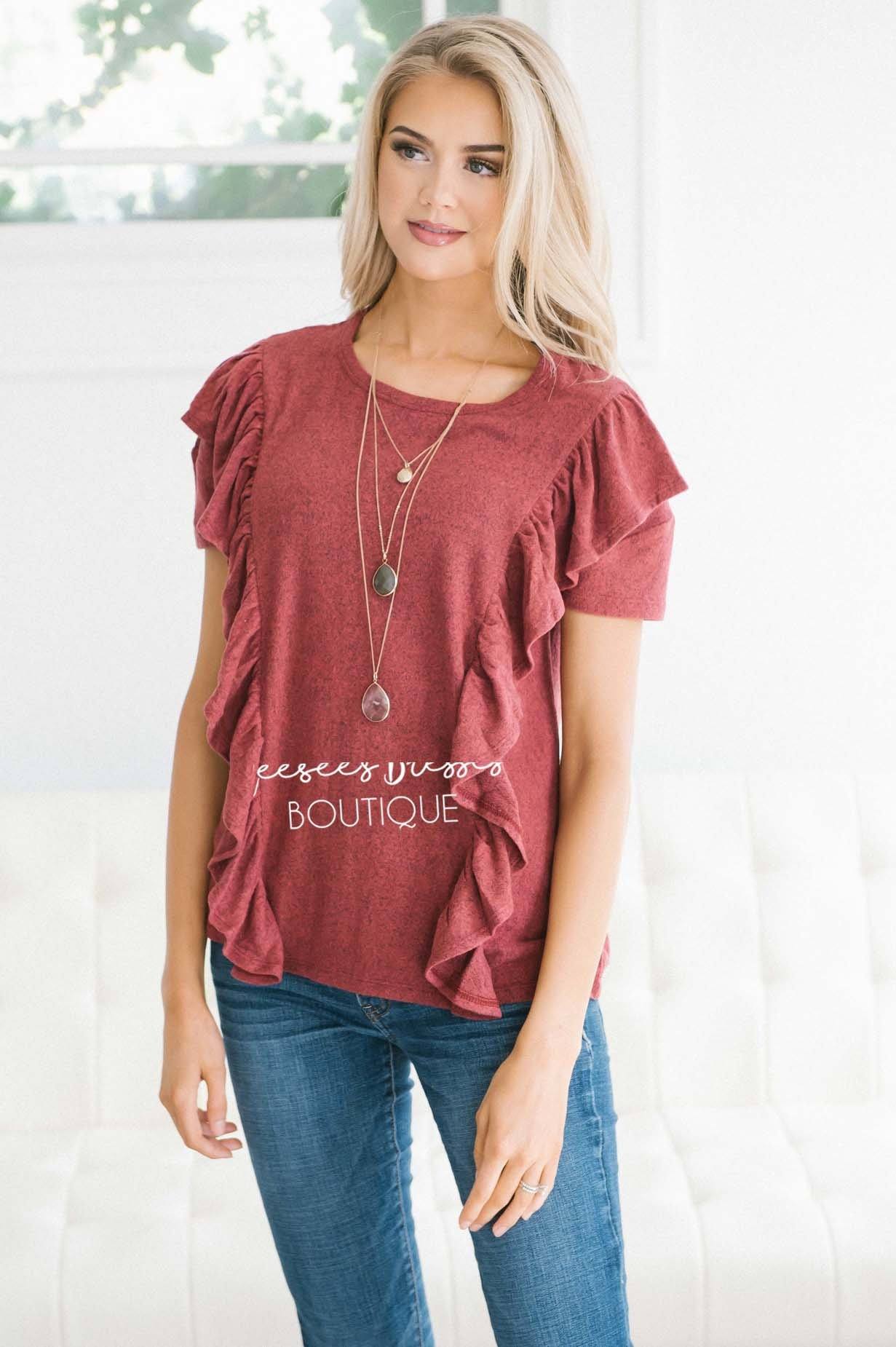 Side Ruffle Cozy Fall Top