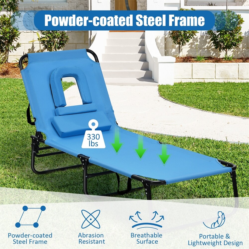 Outdoor Folding Chaise Beach Pool Patio Lounge Chair Bed