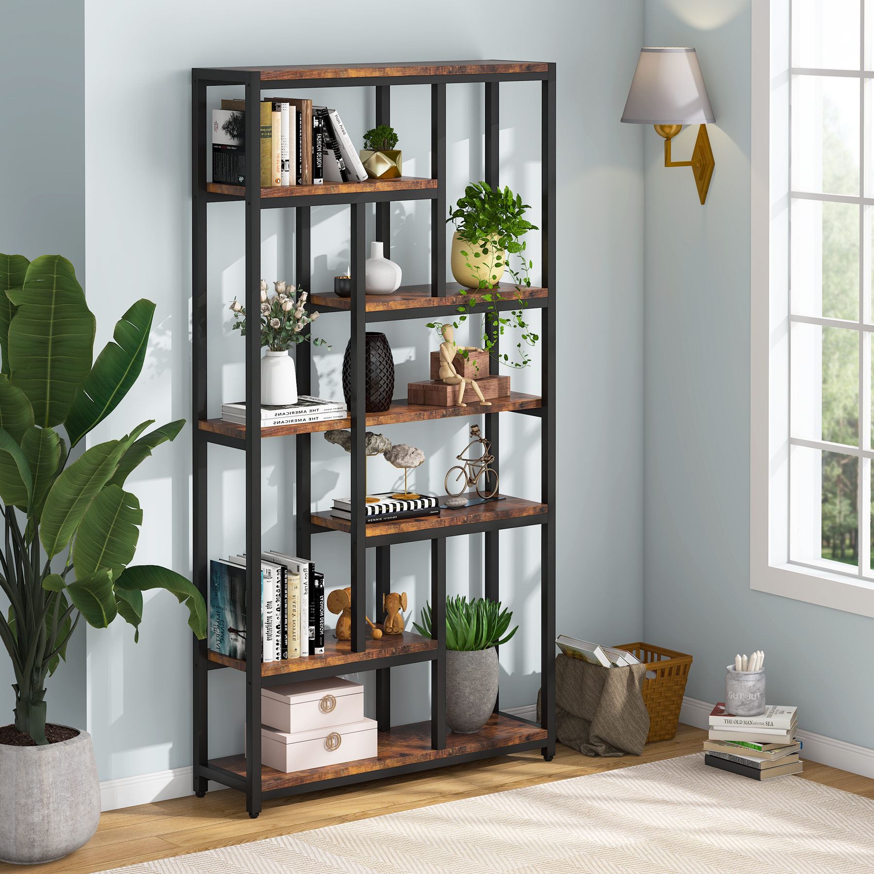 79 Tall Bookshelf, 7-Tier Bookcase Open Display Shelves