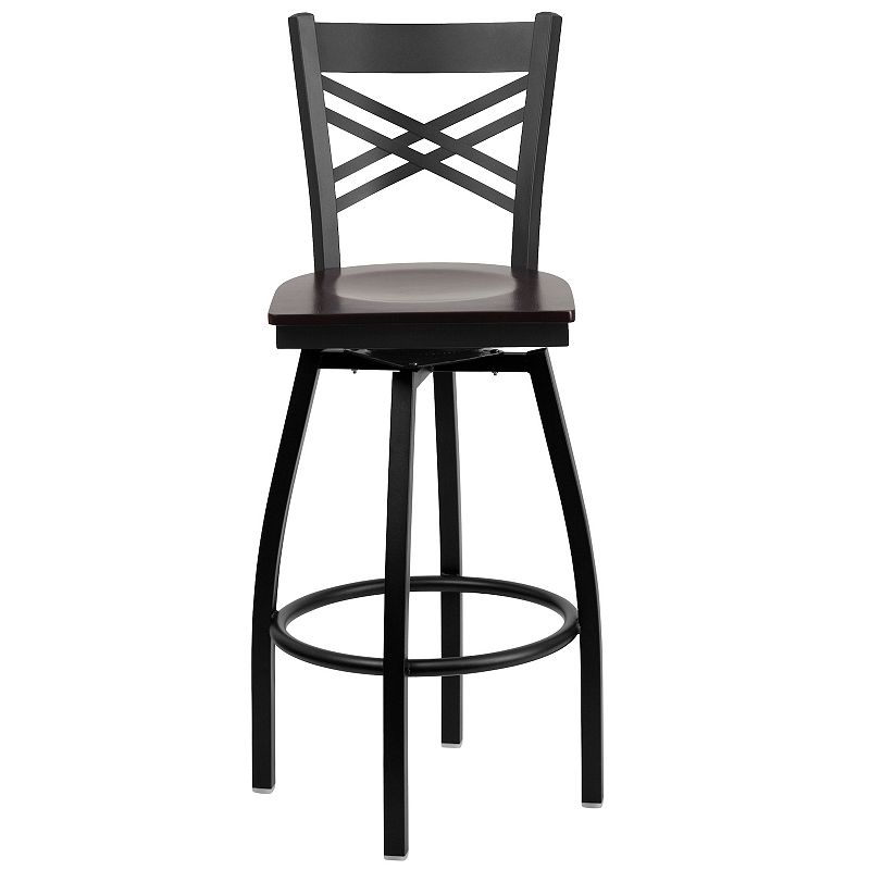 Flash Furniture Hercules Series Black ''X'' Back Swivel Metal Barstool